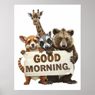 Poster Animais, Bom Dia,