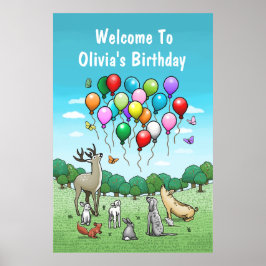 Poster Animais com Balões