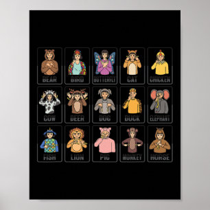 Poster Animais com cicatrização à mão Animais surdos com 