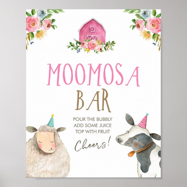 Poster Animais da Fazenda Moomosa Mimosa Bar Barnyard Bir (Frente)