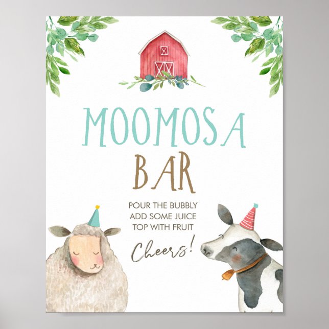 Poster Animais da Fazenda Moomosa Mimosa Bar Barnyard Bir (Frente)