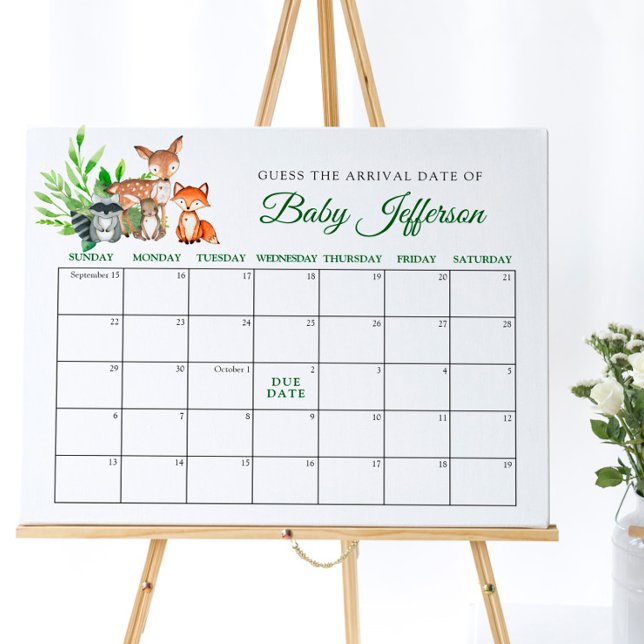Poster Animais Da Floresta Adivinham Calendário De Data D (Criador carregado)