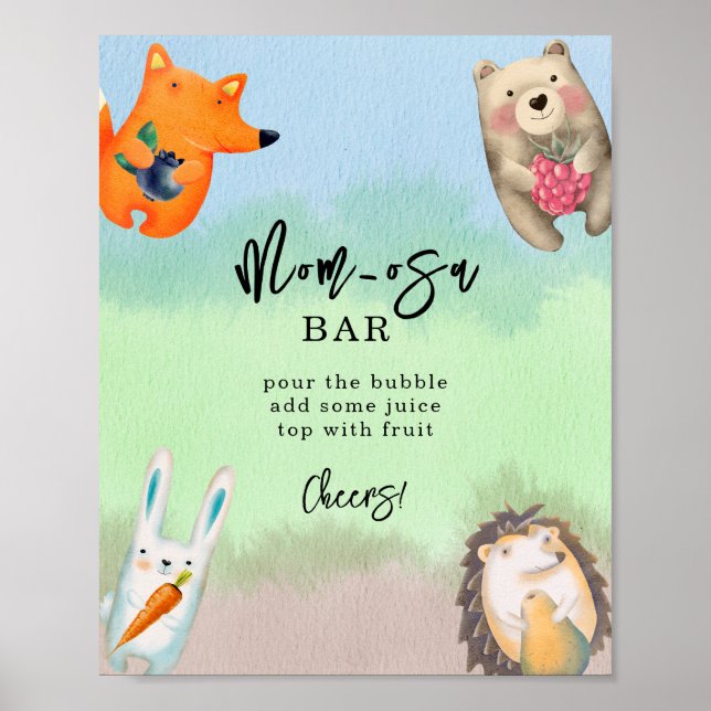 Poster Animais da floresta - bar mom-osa (Frente)