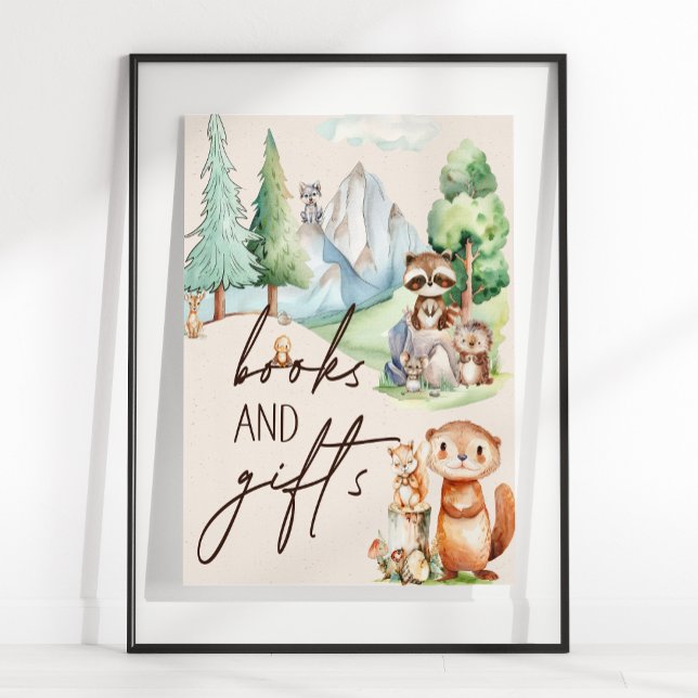Poster Animais da Floresta Boho Chá de fraldas Livros Pre (Criador carregado)