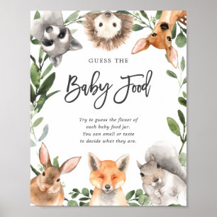 Poster Animais Da Floresta Chá de fraldas Adivinham A Com