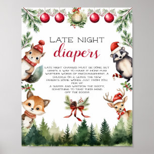 Poster Animais da Floresta de inverno de Natal