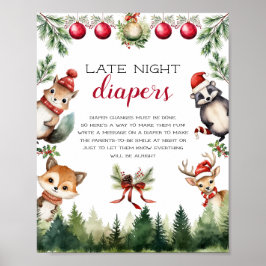 Poster Animais da Floresta de inverno de Natal