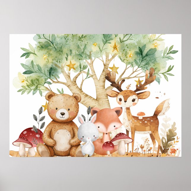 Poster Animais da Floresta de Madeira (Frente)