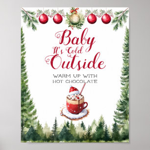 Poster Animais da Floresta de Natal Bebê Está Frio Lá For