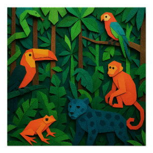 Pôster Animais da Floresta Dobrada – Vida Selvagem da Sel