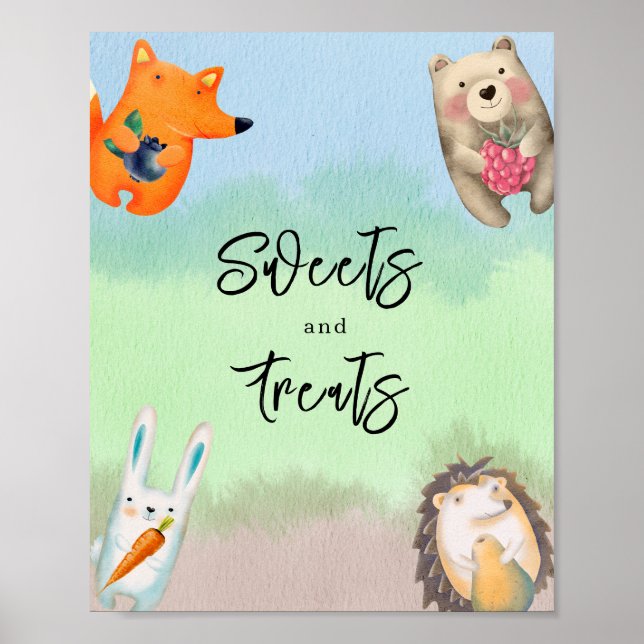 Poster Animais da floresta - Doces e guloseimas (Frente)