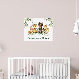 Poster Animais da Floresta Florestal de Aquarela