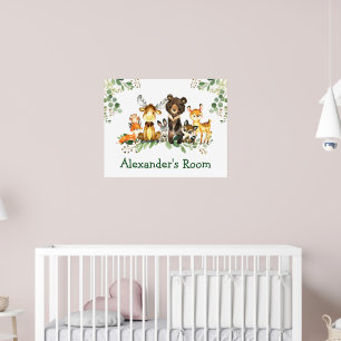 Poster Animais da Floresta Florestal de Aquarela