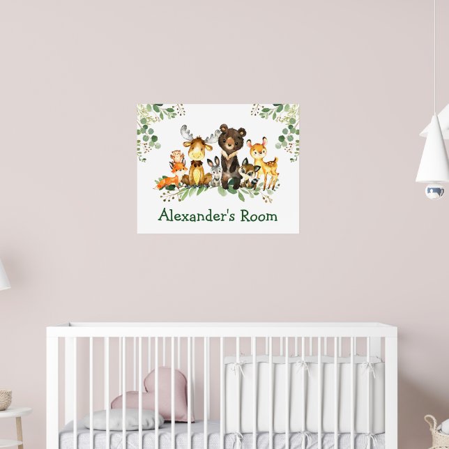 Poster Animais da Floresta Florestal de Aquarela (Berçário 2)