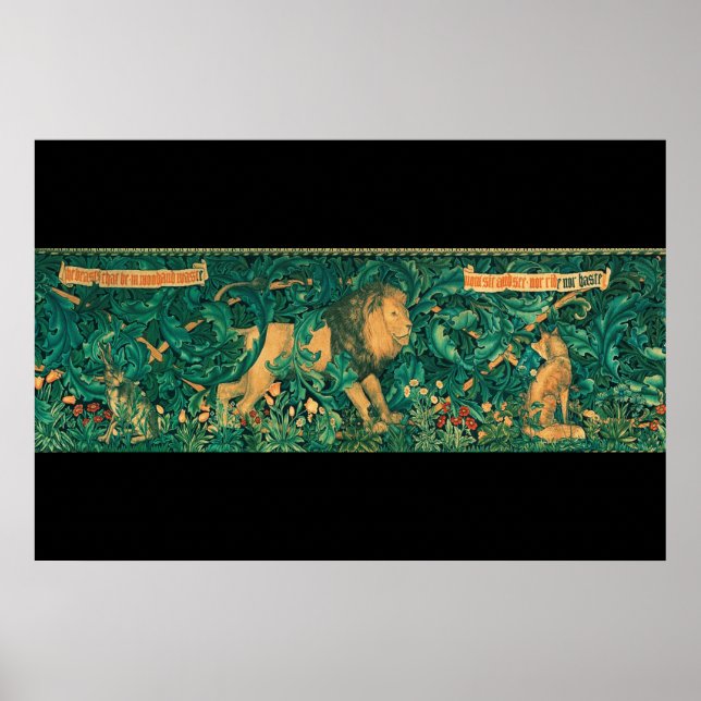 Poster Animais da Floresta,Leão, Elaboração digital de W. (Frente)