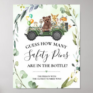 Poster Animais da Floresta Quantos Pinos De Segurança Jog