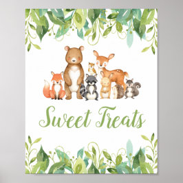 Poster Animais da Floresta Vegetal Chás de fraldas Doces