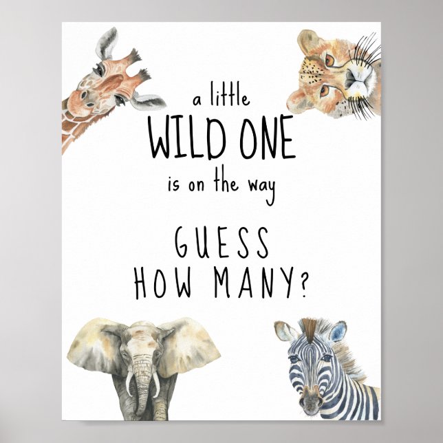 Poster Animais da savana - Adivinhe quantos jogo (Frente)