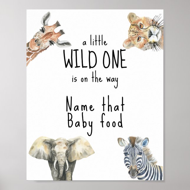Poster Animais da savana - Nome aquele alimento para bebê (Frente)