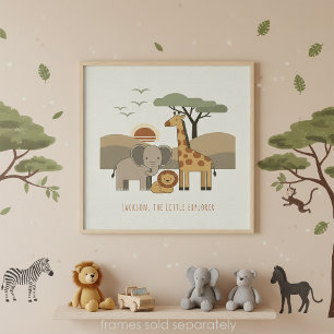 Poster Animais da Savana Pequeno Explorador Personalizado