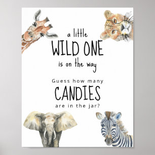 Poster Animais da savana - Quantos doces há no jarro