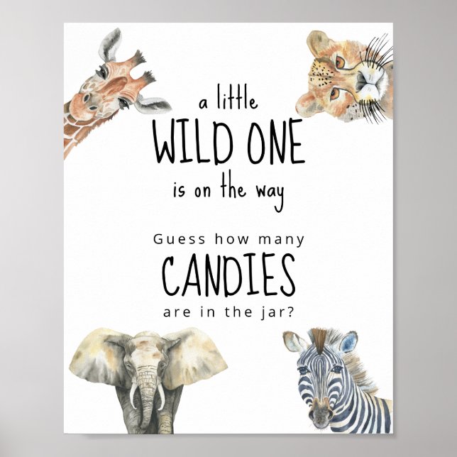 Poster Animais da savana - Quantos doces há no jarro (Frente)