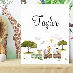 Poster Animais da Selva Bebês Fofos em Viagem de Trem