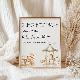Poster Animais de Berçário Safari Zoo Jogo de Adivinhação