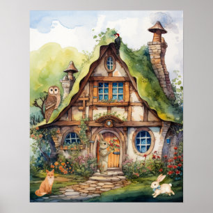 Poster Animais de Casa de Fantasia com Aquarela Caprichos