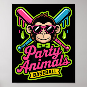 Poster Animais de festa beisebol macaco engraçado slime v