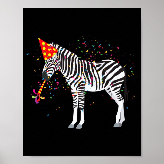 Poster Animais de festa de zebra tendo uma festa  (Frente)
