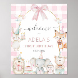 Poster Animais de Festa Fofos Divertidos de Ser Um 1º Ani
