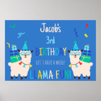 Animais de Festa Llama Aniversário Meninos Azul