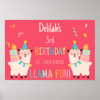 Animais de Festa Llama Garotas de Aniversário Rosa
