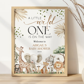 Poster Animais de Safari Chamada de Chuvada de Bebê Neutr