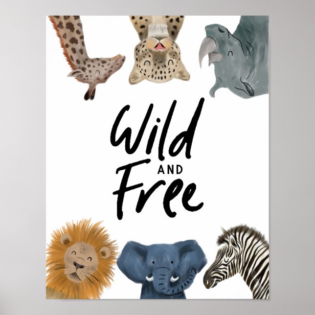 Poster Animais de Safari Selvagens e Livres Quarto de Beb (Frente)