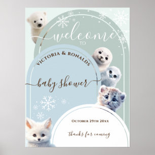 Poster Animais do Ártico Tema de Inverno Bem-vindo