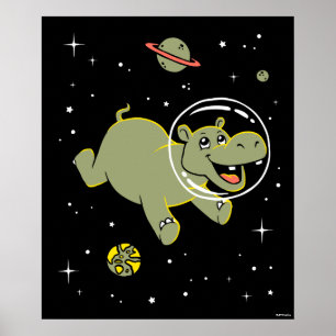 Poster Animais do hipopótamo no espaço