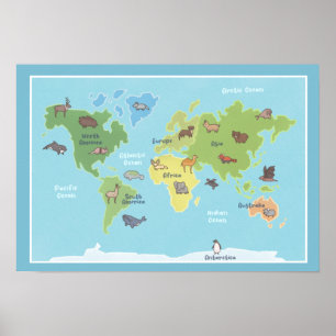 Poster Animais do Mapa Mundial