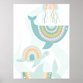 Poster Animais do Mar de Boho