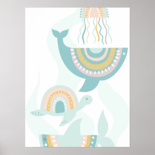 Poster Animais do Mar de Boho