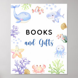 Poster Animais do oceano de aquarelas - Livros e presente