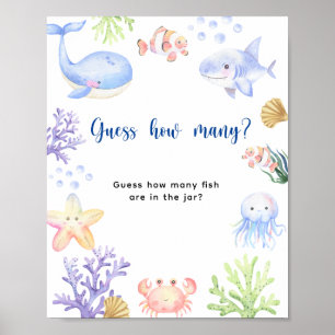 Poster Animais do oceano - Quantos peixes estão no pote