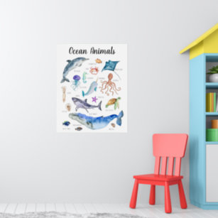 Poster Animais do Oceano   Sala de aulas de educação