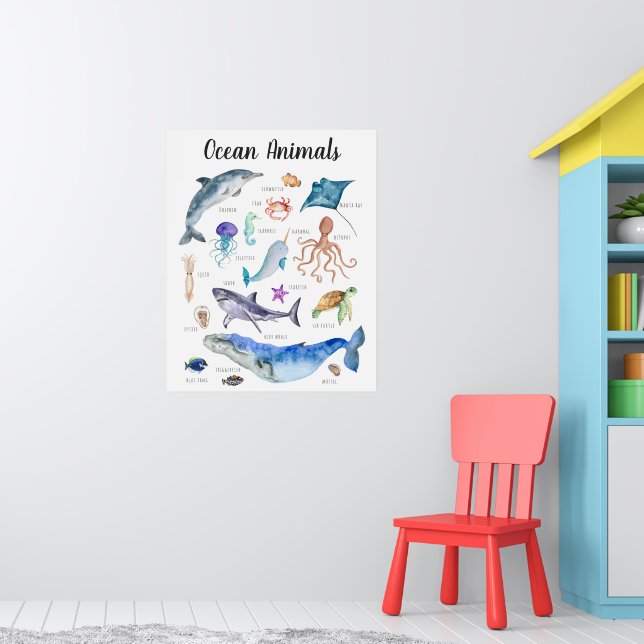 Poster Animais do Oceano | Sala de aulas de educação (Berçário 1)
