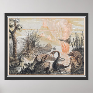 Poster Animais dos anos 20 do mundo pré-histórico CA