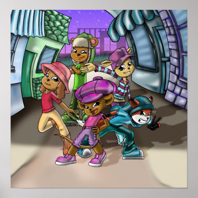 Pôster Animais e Chapéus (Frente)