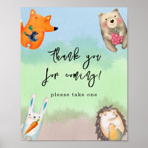 Poster Animais em aquarela - Obrigado por vir