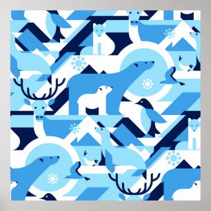 Poster Animais em Árctico, Polar - Padrão de abstrato, ma