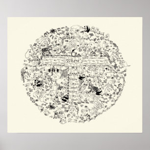 Poster Animais em Perigo Árvores Planeta Terra Desenho Ar